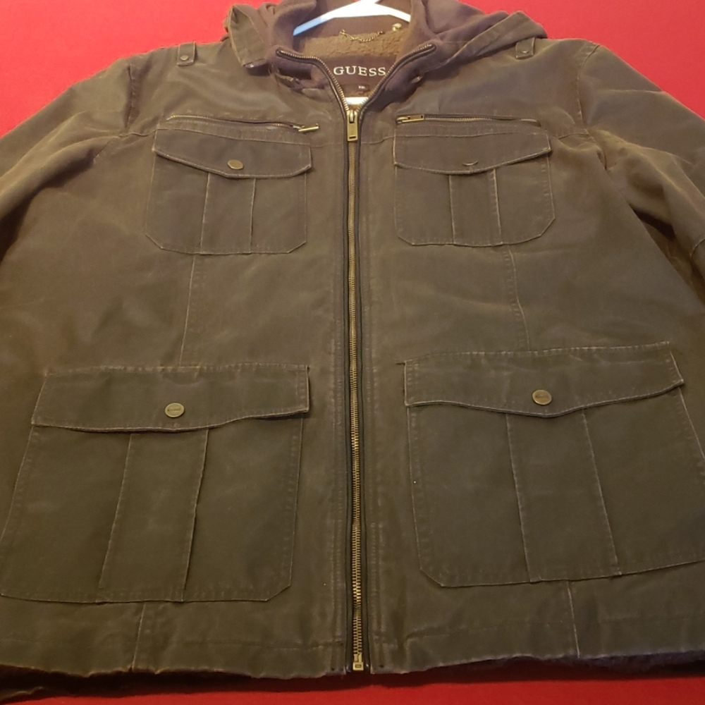 Mens Guess 2XL Feaux Leather Jacket